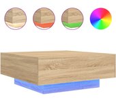 vidaXL Mesa de centro con luces LED 80x80x31 cm Blanco, Negro, Roble Sonoma Mesita de Salón o Comedor o Auxiliar Mesa de Café Meuble Salón