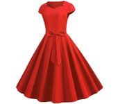 Women Plain Summer Cocktail Party Hepburn Dress Vintage Rockabilly Swing Dresses