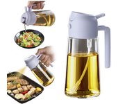 Pulverizador Aceite Spray 470ml - 2 en 1 Spray Aceite Cocina, Dispensadora para Freidora de Aire, Ensaladas, Vinagre y Accesorios Cocina - Negro y Marino