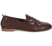 Mocasín para mujer Sangiorgio de cuero marrón con hebilla doble 2099