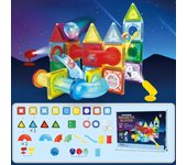 Light Magnetic Tiles Building Blocks for Kids, 3D Clear Educational STEM Building Toys, Magnetic Marble Run Blocks Toys for Kids