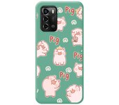 Funda Silicona Líquida Verde para ZTE Blade A72 diseño Cerdos Dibujos