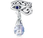 WOSTU 925 Sterling Silver Vintage Lucky Hand of Fatima Charms Blue CZ Cross Pendnat Evil Eye Bead Fit DIY Bracelet Necklace Gift