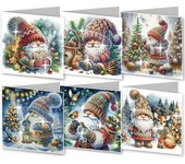 6 tarjetas navideñas con diseño de diamantes, tarjetas 5D DIY con diseño de diamantes, tarjetas navideñas de muñeco de nieve, kits para hacer tarjetas navideñas DIY para adultos y niños (Papá Noel)