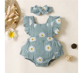 Infant Baby Girl Romper Clothes Ruffle Sleeveless Newborn Bodysuit with Headband Summer Jumpsuit Fashion Toddler Outfit Suit