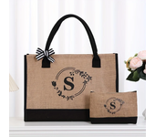 Letter Garland Linen Large Capacity Canvas Tote Bag Shopping Bag Tote Bag Duffle Bag for Wedding, Birthday Beach Vacation