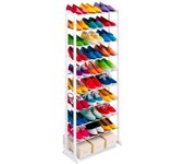 Zapatero de Metal para 30 Pares de Zapatos | Tamaño 135 x 50 x 25 cm | Color Blanco | Organizador vertical de 10 niveles para zapatos y zapatillas | Muy fácil de montar y desmontar | Marca RevolutionLine
