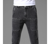 New 6 Pocket Design Jeans Men's Skinny Full Length Pants with High Elasticity Slim Male Pants Fashion Mid-waist Denim Trousers