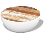 vidaXL Mesa de centro con forma de cuenco madera maciza mango Ø60 cm Blanco, Gris, Mesita de Salón o Comedor o Auxiliar Mesa de Café Meuble Salón