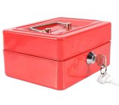CABLEPELADO Caja fuerte metalica portatil caudales - objetos valiosos - billetes - caja monedas - transporte seguro - tamaño grande - color rojo