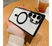 Frosted Frame Magnetic Magsafe Cases For Samsung Galaxy S24 S23 S22 Ultra Plus Wireless Charging Acrylic Bumper Cell Phone Cover