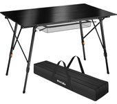 Tectake - Mesa plegable de aluminio Bastián ajustable en altura  Práctica mesa de camping con función de plegado inteligente  Sólida estructura de aluminio ligero y resistente a la intemperie  Patas regulables en altura