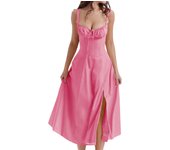 Women Summer Dress Solid Color Sleeveless Bandage Party A-line Dress for Cocktail Nightclub Beach Chic Casual 90s clothe vintage