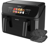 Cecofry&Grill Duoheat 10000 Freidora de aire con doble resistencia para dorado perfecto y sabor de parrilla en carnes, capacidad de 10 litros, potencia de 2800 W para platos saludables y pared divisoria móvil para optar entre dos cestillos con temperatura