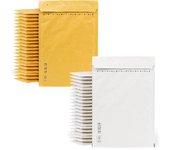 Sobres Acolchados, Sobre Acolchado para Envios, Sobres Burbujas color Kraft y Blanco, Bolsas para Envíos de Paquetes Varios Tamaños, Sobres de Envio · m-office (350x470mm, 50uds)