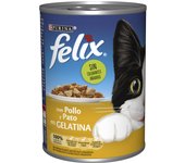 Felix Pollo y Pato en Gelatina Lata para Gatos  Comida húmeda para gatos