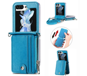 2 in 1 Detachable Zipper Wallet For Samsung Z Flip 6 5 4 3 Flip6 Flip5 Flip4 Flip3 5G Phone Case with Card Slot & Long Lanyard