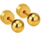 LUXUSTEEL 2Pcs 3/4/5mm Round Ball Earrings For Women Men Gold Color Silver Plated Stainless Steel Stud Earring Punk Jewelry