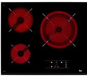 VITROCERAMICA  MARCA TEKA MODELO TB6315 3 ZONAS, FOCO DOBLE 21/27 CM. CRISTAL SIN MARCO