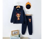 1-8Y Baby Boys Christmas Long Sleeve Autumn/Winter Cartton Car Pyrography Hoodie Sweatshirt &Trousers Suit  Outdoor Sporty Set