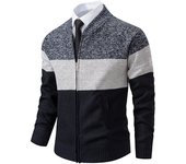 Autumn And Sinter Men's New Coat Fashion Baseball Shirt Grab Fleece Warm Casual Sweater Zipper Cardigan Trend Color Sweater