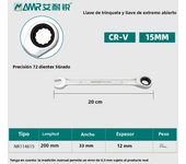 Combination Wrench Ratcheting Wrench Open end Spanner from 6 mm-24 mm Chrome Vanadium Steel, Long Pattern, Mirror Chrome Finish