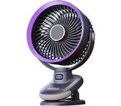 Ventilador de mesa oscilante, pequeño ventilador USB con batería, súper silencioso de 6.5'' con 5 velocidades y temporizador de 8 h, ideal para casa, oficina, campamentos, viajes (gris y morado).
