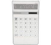 Calculadora con bateria solar, teclas grandes transparentes, pantalla LCD, calculadora de oficina, color blanco