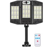 Mediawave tienda mini lámpara de calle solar 3 paneles integrados 216 LED faro luz blanca y Control remoto