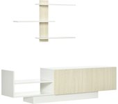 HOMCOM Mueble de Salón para TV Conjunto Mueble de TV con Mesa para Televisor 150x31,5x40 cm y Estante de Pared 95,5x16x60 cm Estilo Moderno Natural