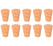 Tradineur - Pack de 10 tapones cónicos de corcho para cerrar botellas de cristal, botes, frascos, vino, aceite, bares, restaurantes, hogar -  23 x 14 x 30 mm
