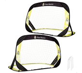 Real Madrid set 2 porterías fútbol pop-up, tamaño 120x80x80 cm, con bolsa de transporte, estructura plegable ligera, ideal para exteriores, desde 3 años, diseño oficial del club