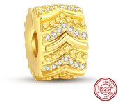 925 Sterling Silver Zirconia Sparkling Beads Gold Love Lock Charms Fit Original Pandora Bracelet Earring DIY Women Fine Jewelry