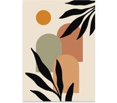 Abstract Nordic Wall Art Boho Style Geometric Lines Sun Greenery Simple HD Oil On Canvas Posters And Prints Home Bedroom Decor