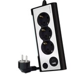 Nanocable regleta de sobremesa con 3x shuckos, 1x usb-c y 1x usb-a - iluminacion led con interruptor - cable de 1.50m