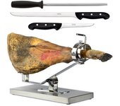 BELLO Mulhacén - Soporte Jamonero Profesional Basculante de Acero con Cuchillos y Chaira