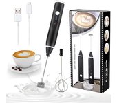 Espumador de Leche Recargable por USB, Mini Batidora de Huevo, Batidor Electrico 2 en 1, 2 Puntas de Diferentes Uso y 3 Velocidades, Para Prepararte un Leche Espumosos y Cremosos, Es imprescindible para un Desayuno Perfecto, Ideal para un Cafe Macchiato