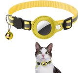 Cat AirTag Holder Collar Breakaway Reflective Strips Adjustable Kitten Collar Waterproof Cat Bell Collar Pet Air Tag Case