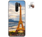 Tumundosmartphone Funda Gel Tpu para Xiaomi Redmi 9 diseño Paris Dibujos
