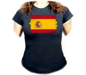 MERCHANDMANIA CAMISETA NEGRA MUJER BANDERA ESPAÑA PAIS CONSTITUCION NACION oferta tshirt