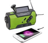 Iluminación de emergencia solar, radio multipotencia, linterna, luz de lectura, cargador de teléfono móvil (verde)