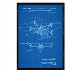 Nacnic Poster Con Patente De Dron Helicoptero. Lámina Con Diseño De Patente Antigua En Y Con Fondo Azul