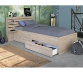 Vente-unique - Cama 90 x 190/200 cm con compartimentos - Color: natural + Somier - TENALIA