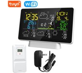 Tuya WiFi Smart Weather Station Temperature Humidity Meter Atmospheric Pressure Time Auto Calibration Moon Phase Weather Clock