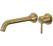 VALAZ Grifo lavabo empotrado redondo monomando dorado envejecido caño 26cm serie Guadiana
