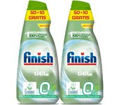 Finish Power Gel 0% Lavavajillas con certificado ecológico, Pack 2 x 900ml - Gel lavavajillas líquido, respetuoso con el medio ambiente