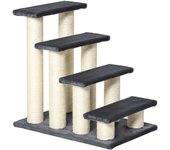 PawHut Escalera para Mascotas 60x42x61 cm Escalera para Gatos Perros Mayores Enfermos Pequeños Cubierta Suave de Peluche Rascador de Sisal Estable 4 Pasos Gris