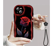 Wave Black Flower Hang Chain Soft Case for Huawei Honor 90 Lite 5G P30 Mate 30 40 Pro P40 Nova 9 10 SE 11 5T 7 Pro Shell  Cover