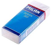 Milan nata 320 goma de borrar rectangular - plastico - faja de carton azul - envuelta individualmente - color blanco (20 uds)