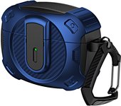 For Airpods 4 3 2 Airpods 2pro Case Cover with Mountaineering Buckle Secure Lock Clip Carbon Fiber Hard Shell Earphone Case